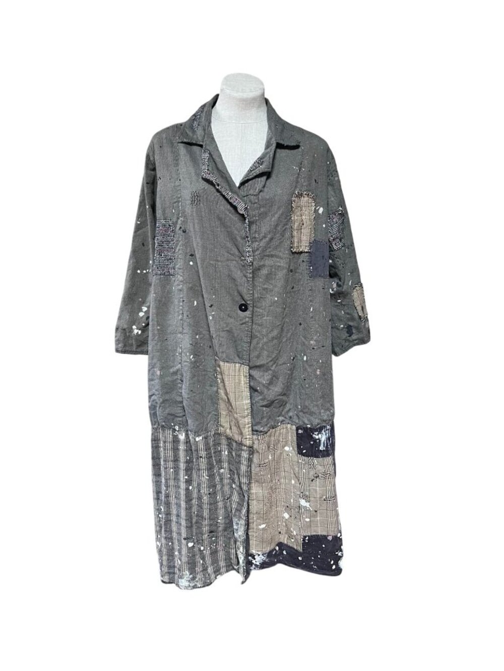 Magnolia Pearl Helena Josephina Jacket With Patchwork Paint Splatter & Distress